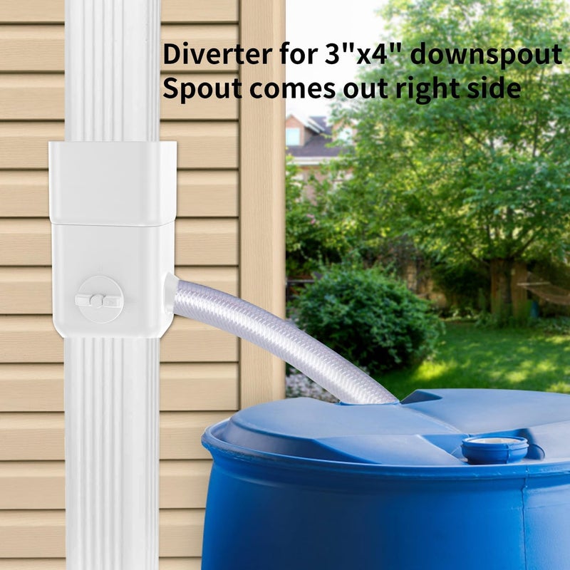 Prestantious Downspout Diverter, Rainwater Diverter Fits for 3"x4" Oversize Downspout and 2"x3" Downspout, Rainwater Collection System with Adjustable Valve, Diverts Water into Rain Barrel, 4ft. Hose - Image 2